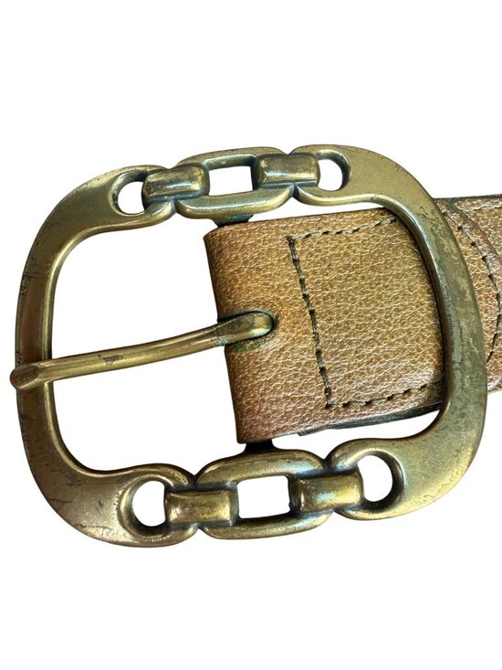 Genuine Leather Womens Brown Braided Belt With Brass Buckle Size Large main image 6